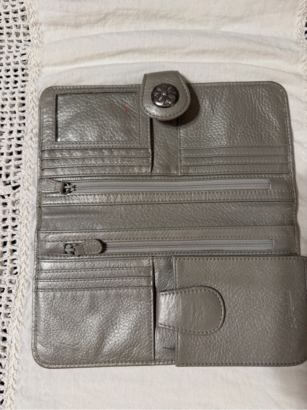 Brighton Gray Floral Cutout Leather Wallet - Picture 2 of 7